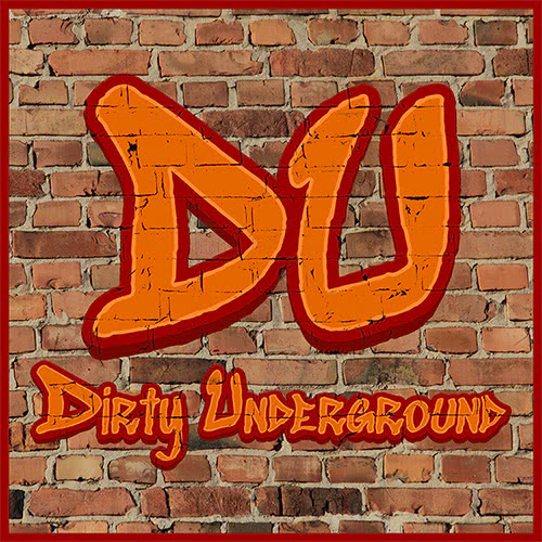 Dirty Underground logo spray painted onto brick wall
