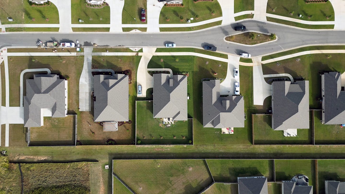 Aerial photo of houses
